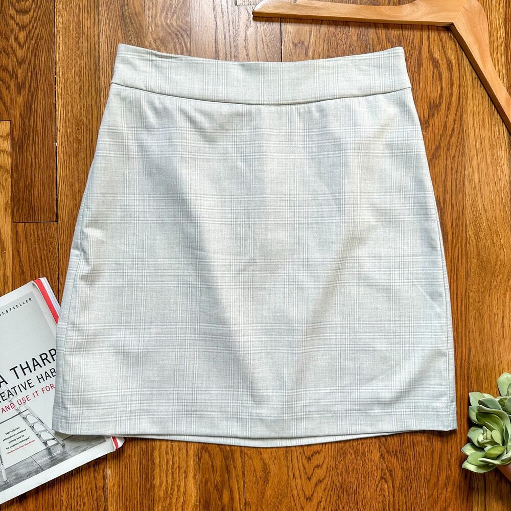 Rachel Zoe Light Gray Plaid Elastic Waist Mini Skirt